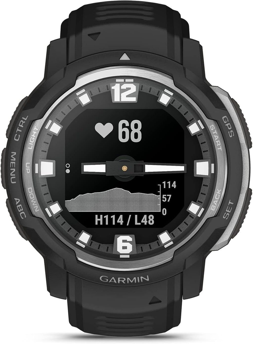 Garmin Instinct Crossover, Rugged Hybrid Smartwatch, Analog Hands and Digital Display, Black