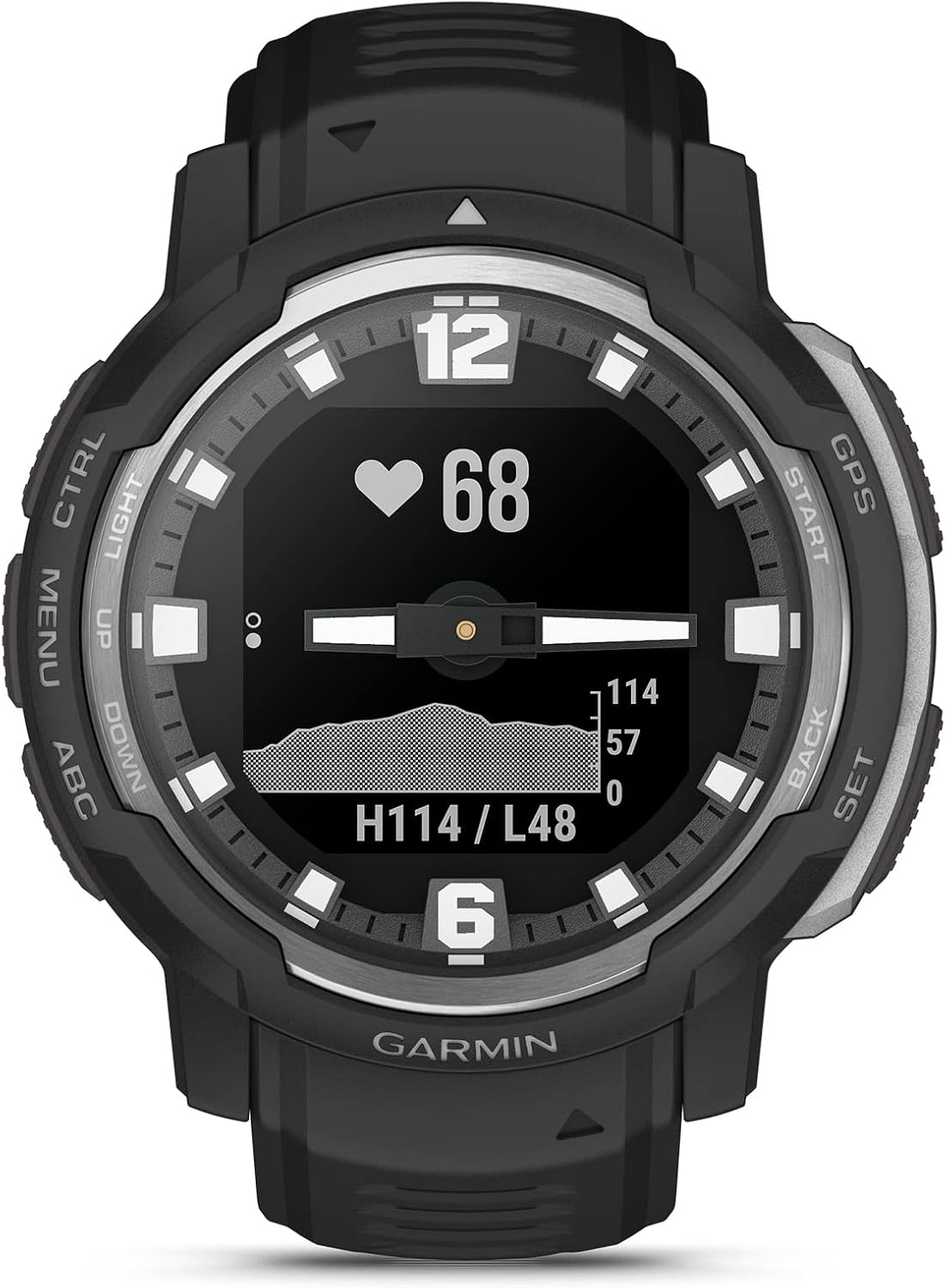 Garmin Instinct Crossover, Rugged Hybrid Smartwatch, Analog Hands and Digital Display, Black