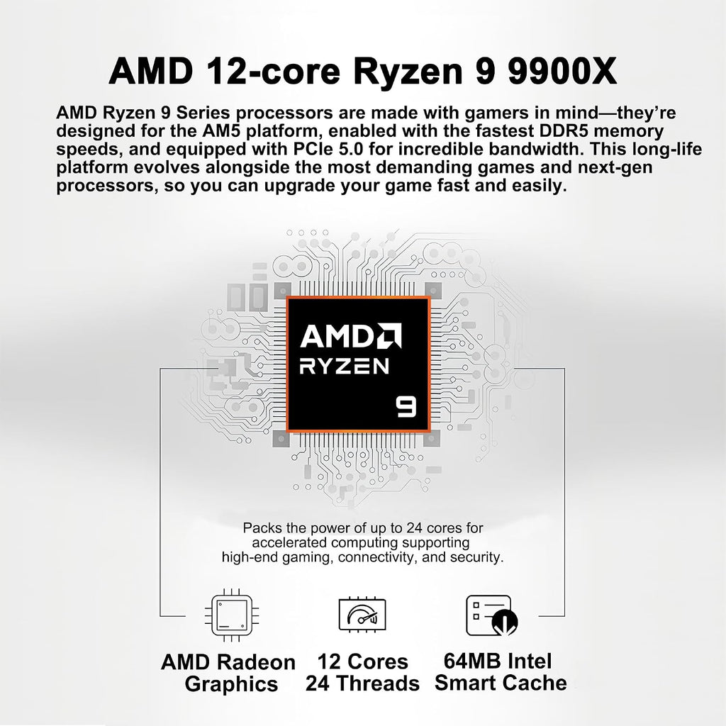 msi Aegis ZS2 Gaming Desktop AMD 12-core Zen 5 Ryzen 9 9900X (>i9-14900HX) 32GB DDR5 2TB SSD GeForce RTX 5080 (Up to 1801 AI Tops) 360mm Liquid Cooler 850W 80+ Gold PSU Support HDD Win11Pro w/ICP Hub