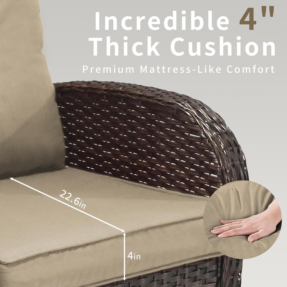 Outdoor Swivel Rocker Patio Chairs 3 Pieces，Swivel Patio Chairs with Cushions，Outdoor Swivel Rocking Chairs Set of 2 with Rattan Side Table，Patio Furniture Set for Outside Porch Deck