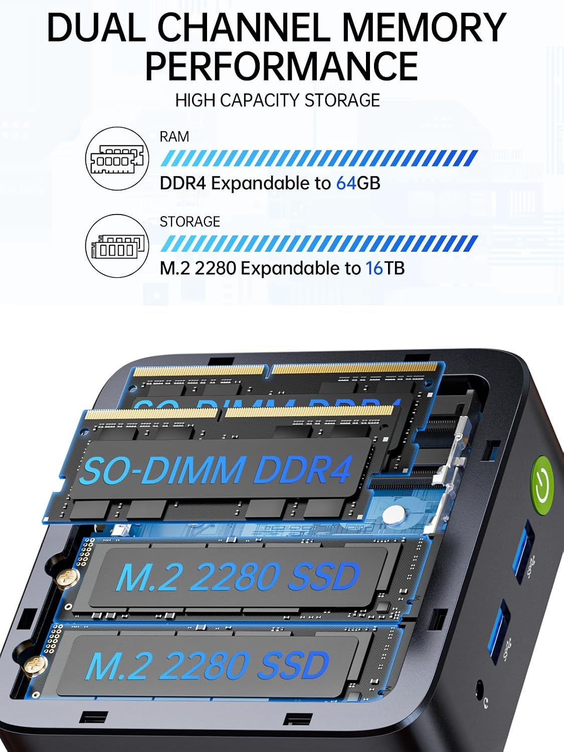 GMKtec G10 Mini PC Computer, Ryzen 5 3500U (Beats 4300U/N150/3300U), 16GB RAM 512GB SSD 2.5GbE NIC LAN Desktop Office Home Business HTPC, Triple 4K Display, WiFi, BT, USB-C, DP, Type-C PD, HDMI 2.1