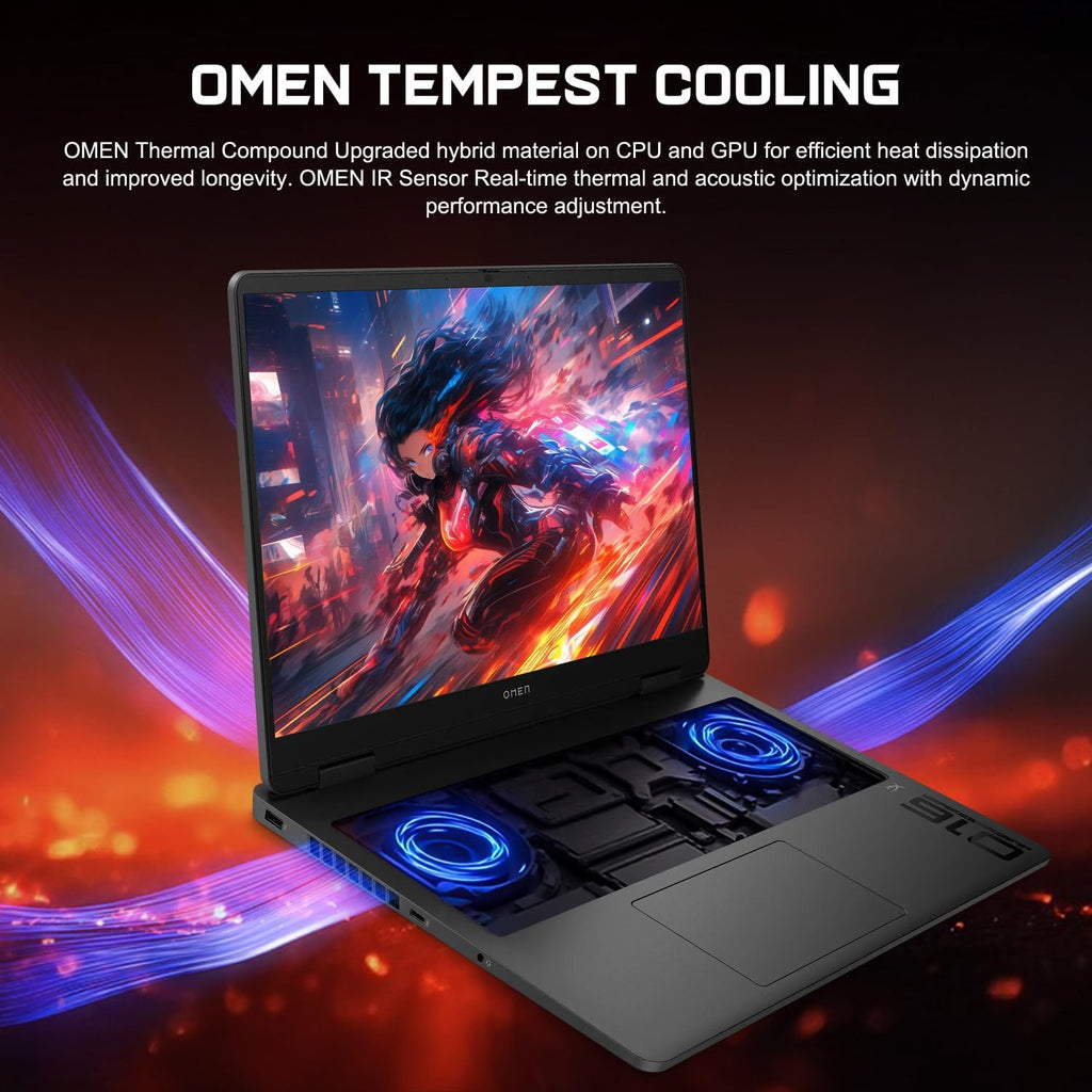 HP OMEN 16 Slim RTX 5070 Gaming Laptop, Intel Ultra 9 285H, NVIDIA RTX 5070, HyperX Audio, 16' FHD+ Anti-Glare, 64GB DDR5, 2TB SSD, 4-Zone RGB Backlit KB, Windows 11 Pro, Bundle Laptop Cooler