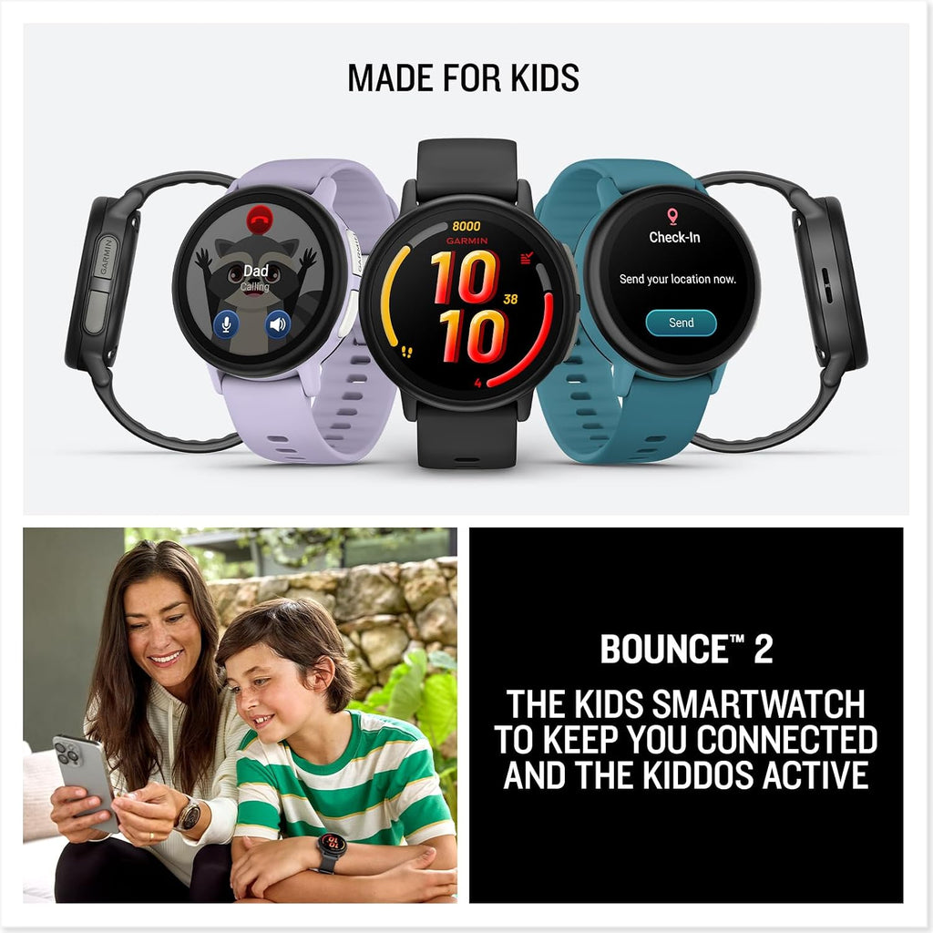 Garmin Bounce™ 2, Kids Smartwatch with Calling, Messaging and Location Tracking Features, Light Purple