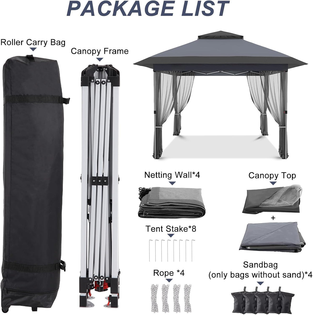 GarveeLife 12 ft x12 ft Softtop Gazebo, Outdoor Pop Up Gazebo with Mosquito Netting, Party Tent & Shelter with Double Roofs for Gardens, Patios, Lawns