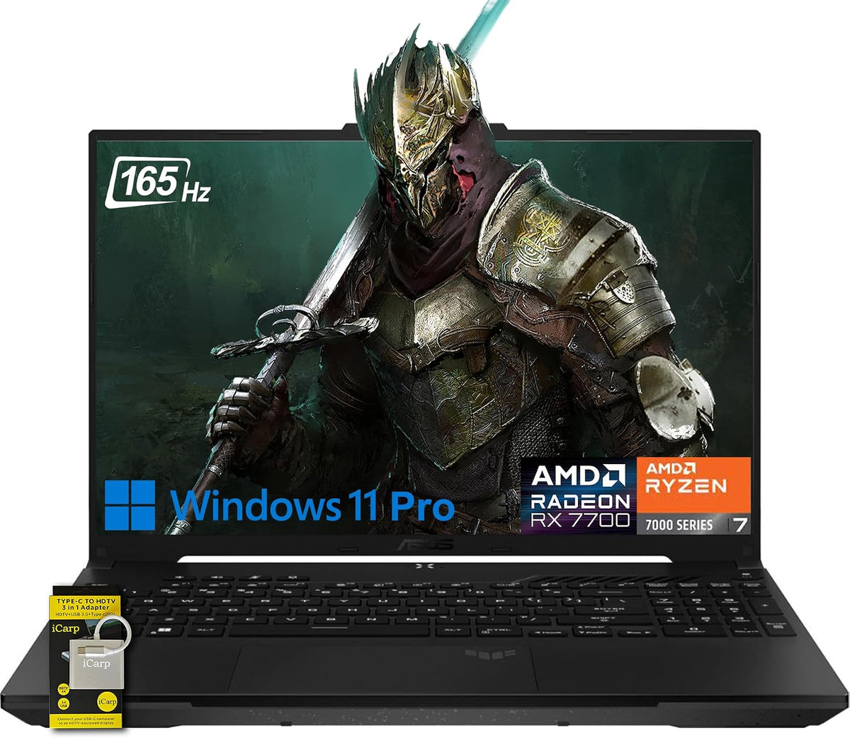 ASUS TUF Gaming A16 Laptop 16' WUXGA 165Hz 7ms 100% sRGB AMD Octa-core Ryzen 7 7735HS 64GB RAM 2TB SSD AMD Radeon RX 7700S 8GB (>RTX4060) Backlit USB-C USB4 Fast Charging Win11 Pro w/ICP Accessory
