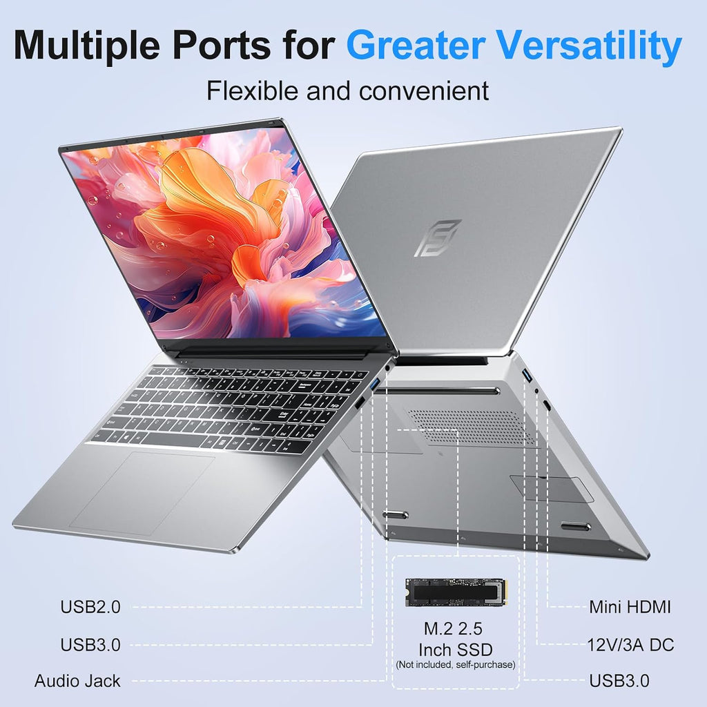 NIAKUN 2026 Gaming Laptop,16 Inch Laptops Computer with Windows 11 Pro & Microsoft Office,16GB RAM 1TB SSD,Intel N150(4C/4T),Backlit Keyboard,Mini HDMI,cam|Mic,Portable Thin for College,Work,Student