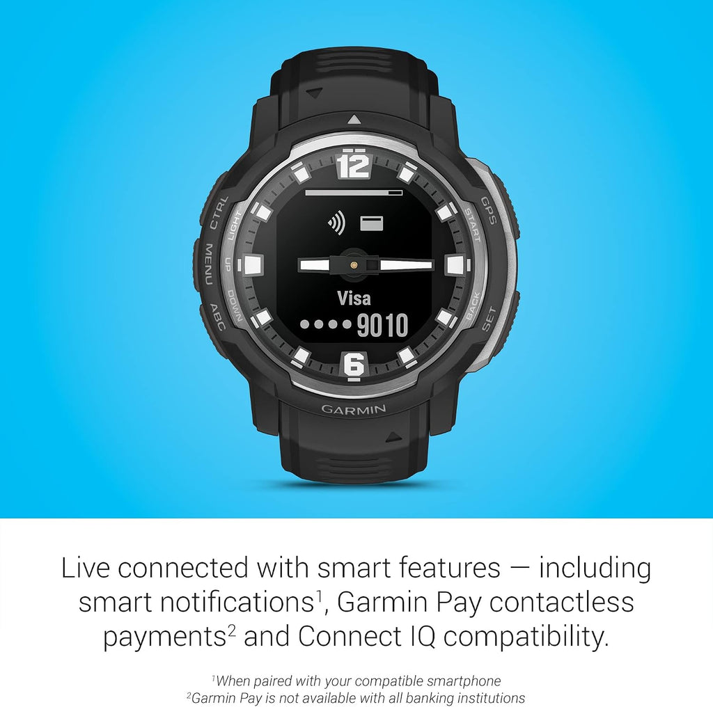 Garmin Instinct Crossover, Rugged Hybrid Smartwatch, Analog Hands and Digital Display, Black