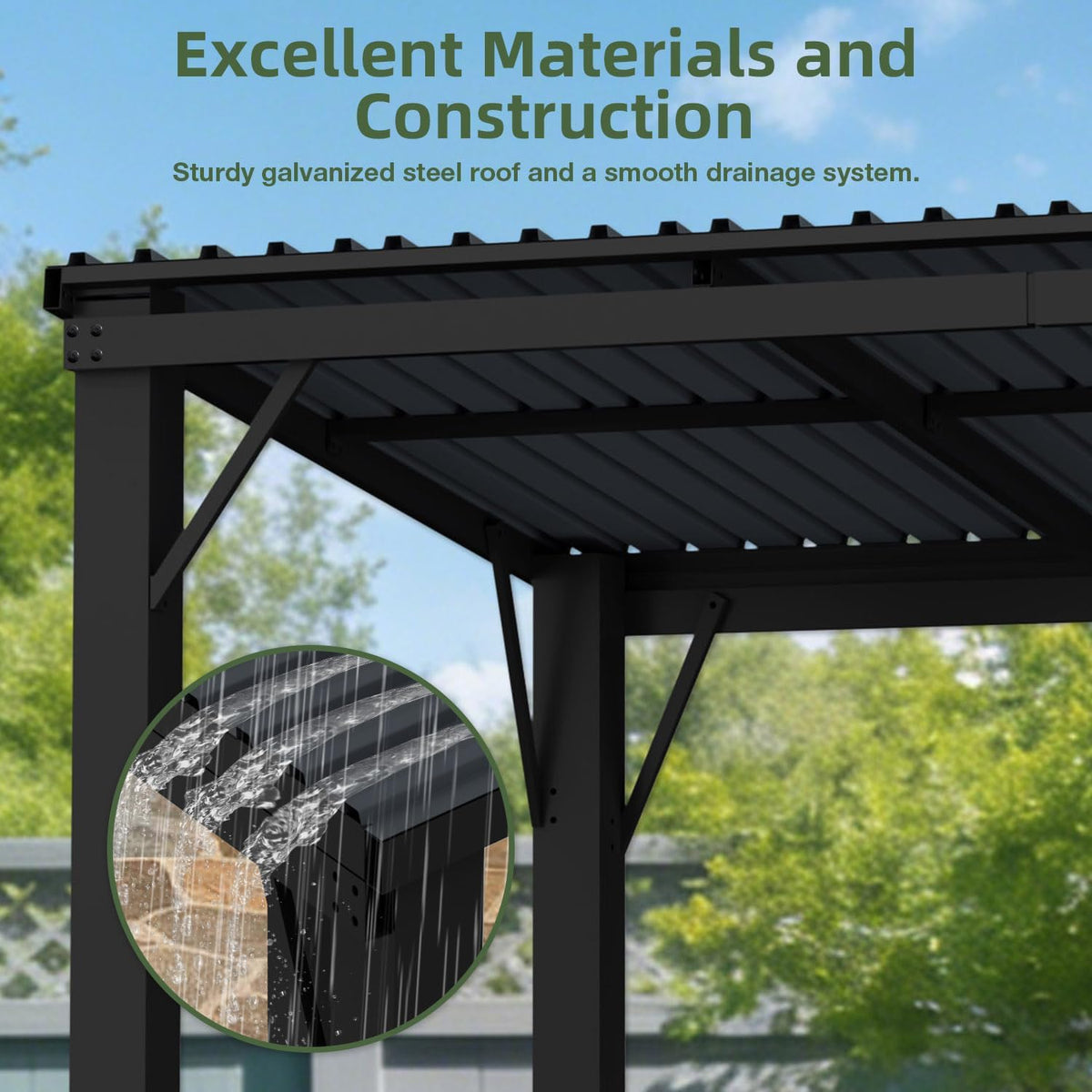 EBE 5'x8' Hardtop Grill Gazebo, Outdoor Gazebo with Side Shelves, BBQ Grill Canopy with Bottle Opener & Hooks, Metal Gazebo Pergola for Patio, Backyard, Deck