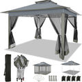 COBIZI 12x12 FT Pop up Gazebo on Clearance Outdoor pop up Canopy Tent,carpas para Patio, Shelter Tents with Sandbags & Portable Carry Bag, Patio Gazebos for Camping, Garden & Lawn, Darkgrey(Upgraded)