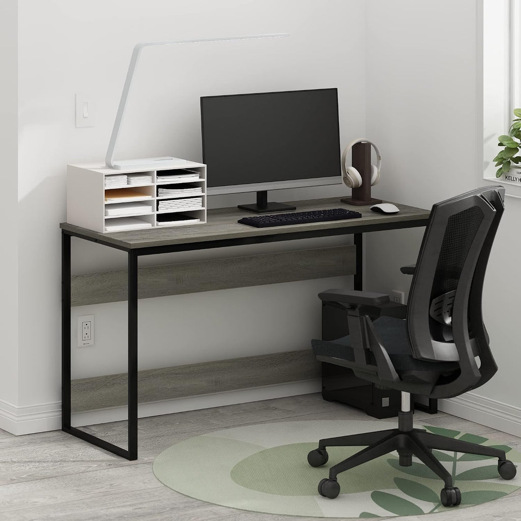 Furinno Moretti Computer Desk, Gaming Desk with Metal Frame, Office Desk, 52' Width, for Home Office, Gaming, Study, Grey Oak