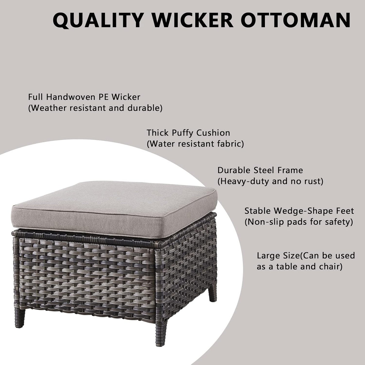 Rilyson Wicker Patio Furniture Set - 4 Piece Rattan Outdoor Sectional Conversation Sets with 2 Swivel Rocking Chairs,2 Ottomans for Porch Deck Garden(Mixed Grey/Grey)
