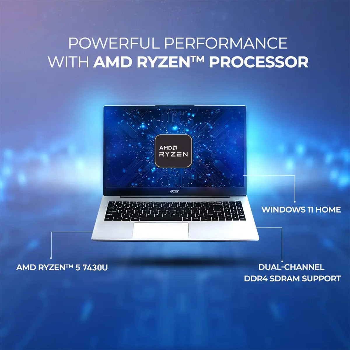 acer Aspire 3 Premium Laptop with Backlit Keyboard | AMD Ryzen 5 7530U CPU | 15.6 FHD IPS Display | 64GB RAM | 2TB PCIe SSD | Type-C | Wi-Fi 6 | Sleek & Portable | Windows 11 Pro