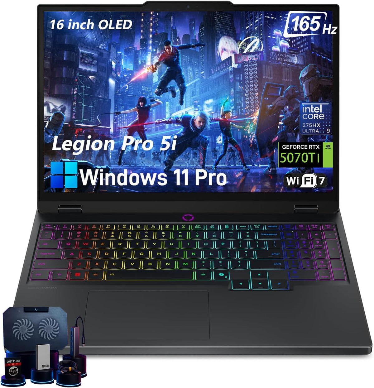 Lenovo Legion Pro 5i Gen 10 Gaming Laptop 2025 - Intel Ultra 9 275HX, NVIDIA RTX 5070Ti(12GB GDDR7), 16' WQXGA OLED 165Hz Display, RGB Backlit, Wi-Fi 7, Win 11 Pro, w/Accessories, 64GB RAM, 2TB SSD