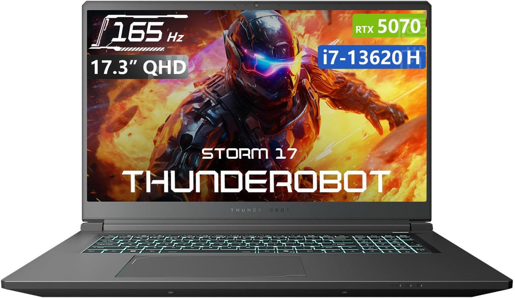 Thunderobot Storm 17 5070 Gaming Laptop, 17.3' QHD 165Hz 2K Display, Core i7-13620H, GeForce RTX 5070, 64GB DDR5 RAM, 1TB SSD, RGB Backlit Keyboard, HDMI, Wi-Fi 6, Win11 Home
