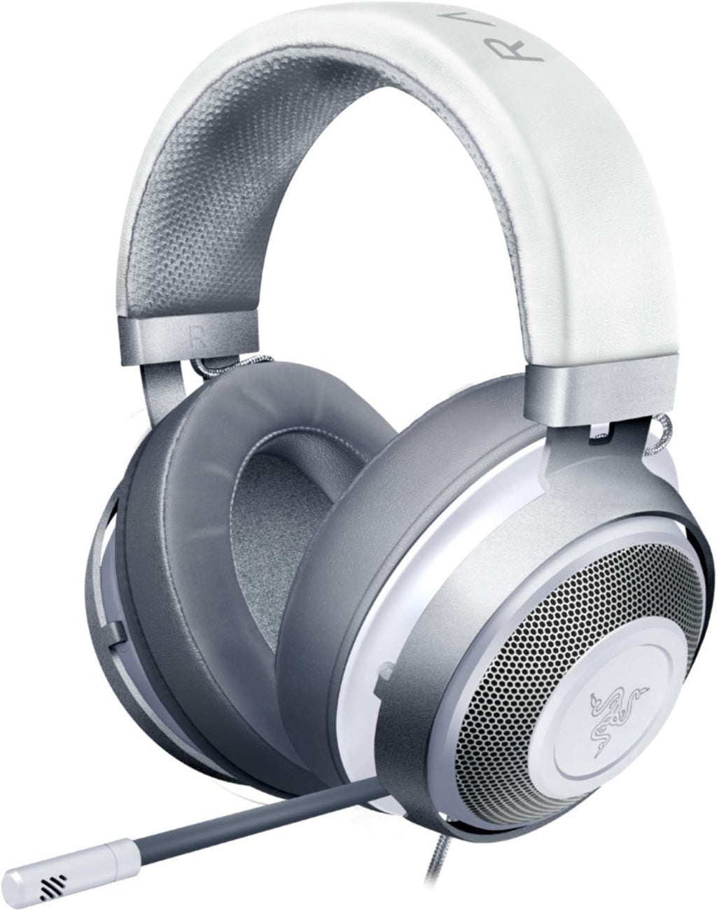 Razer Kraken Gaming Headset: Lightweight Aluminum Frame, Retractable Noise Isolating Microphone, for PC, PS4, PS5, Switch, Xbox One, Xbox Series X & S, Mobile, 3.5 mm Audio Jack - Mercury White