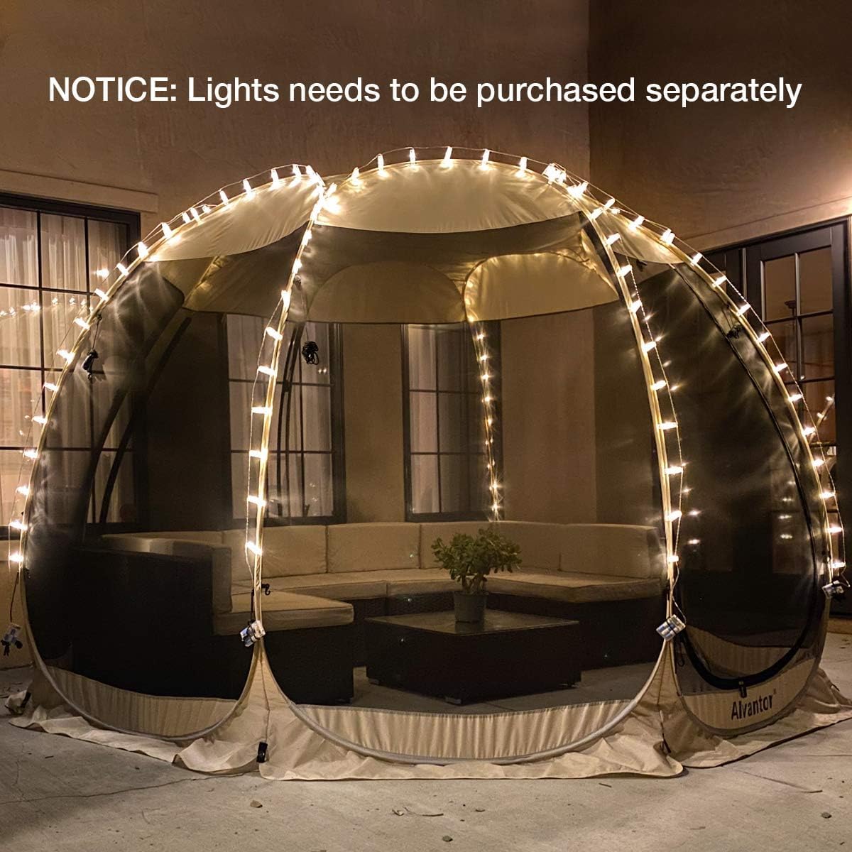 Alvantor® Screen House Room Camping Tent Outdoor Canopy Pop Up Sun Shade Shelter 10 Mesh Walls Not Waterproof Beige 15'x15' Patent Pending