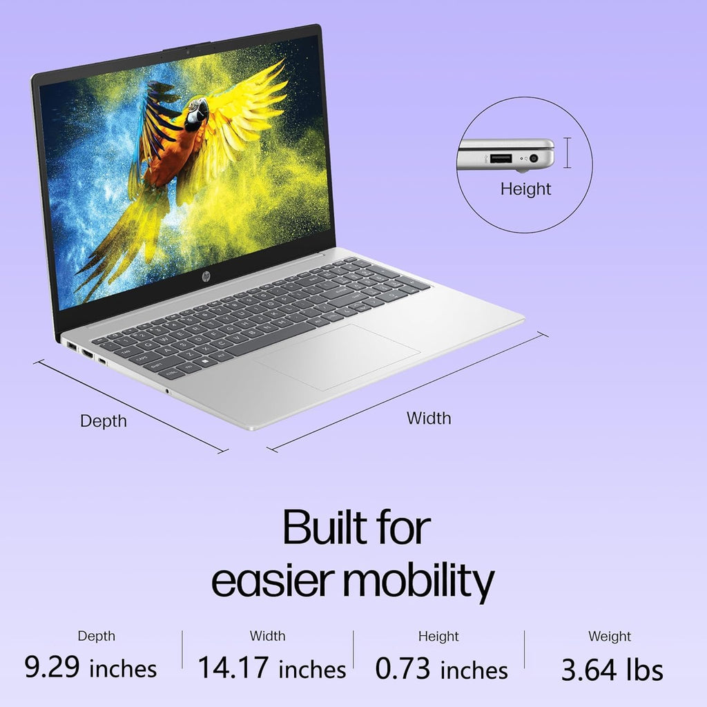 HP Pavilion 15.6' FHD Laptop Computer, 16GB DDR4 RAM, 256GB PCIe SSD, Intel N100 CPU, 2026 Edition, Portable Design, WiFi 6, Bluetooth, Webcam, Type-C, Office 365, Windows 11, Type C RJ45, Light Gray