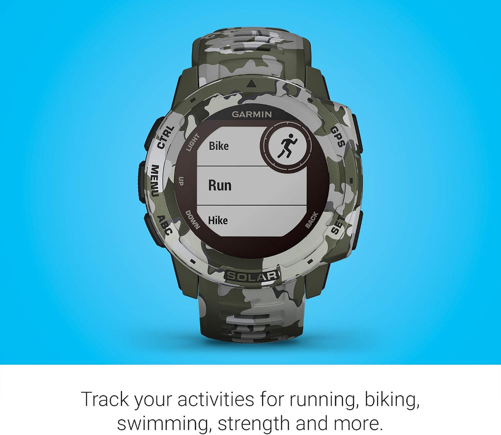 Garmin Instinct Solar, Rugged Outdoor Smartwatch with Solar Charging Capabilities, Built-in Sports Apps and Health Monitoring, Lichen Camo (Renewed)