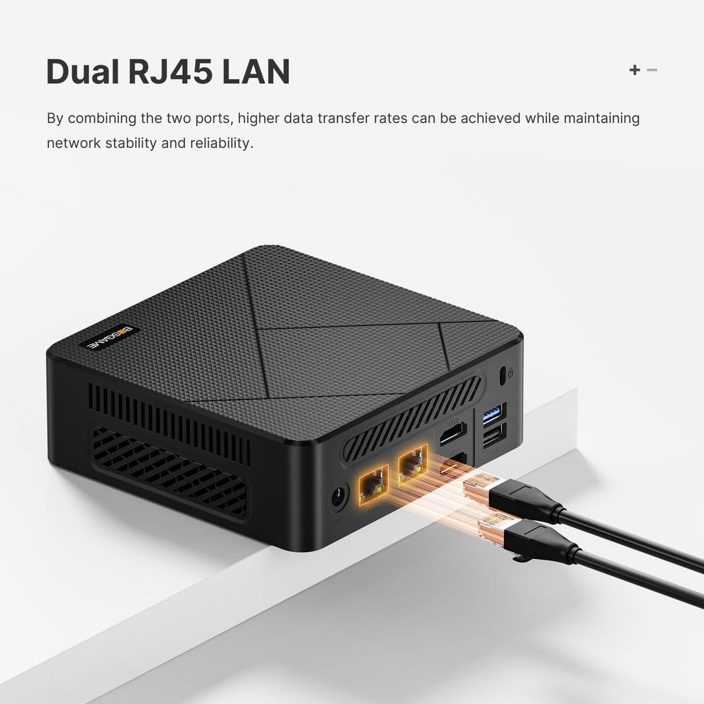BOSGAME E4 Mini PC Ryzen 5 3550H, Dual LAN, 16GB DDR4, 1TB SSD, Equipped 11 Pro Desktop Computers, WiFi 5, BT 5.0