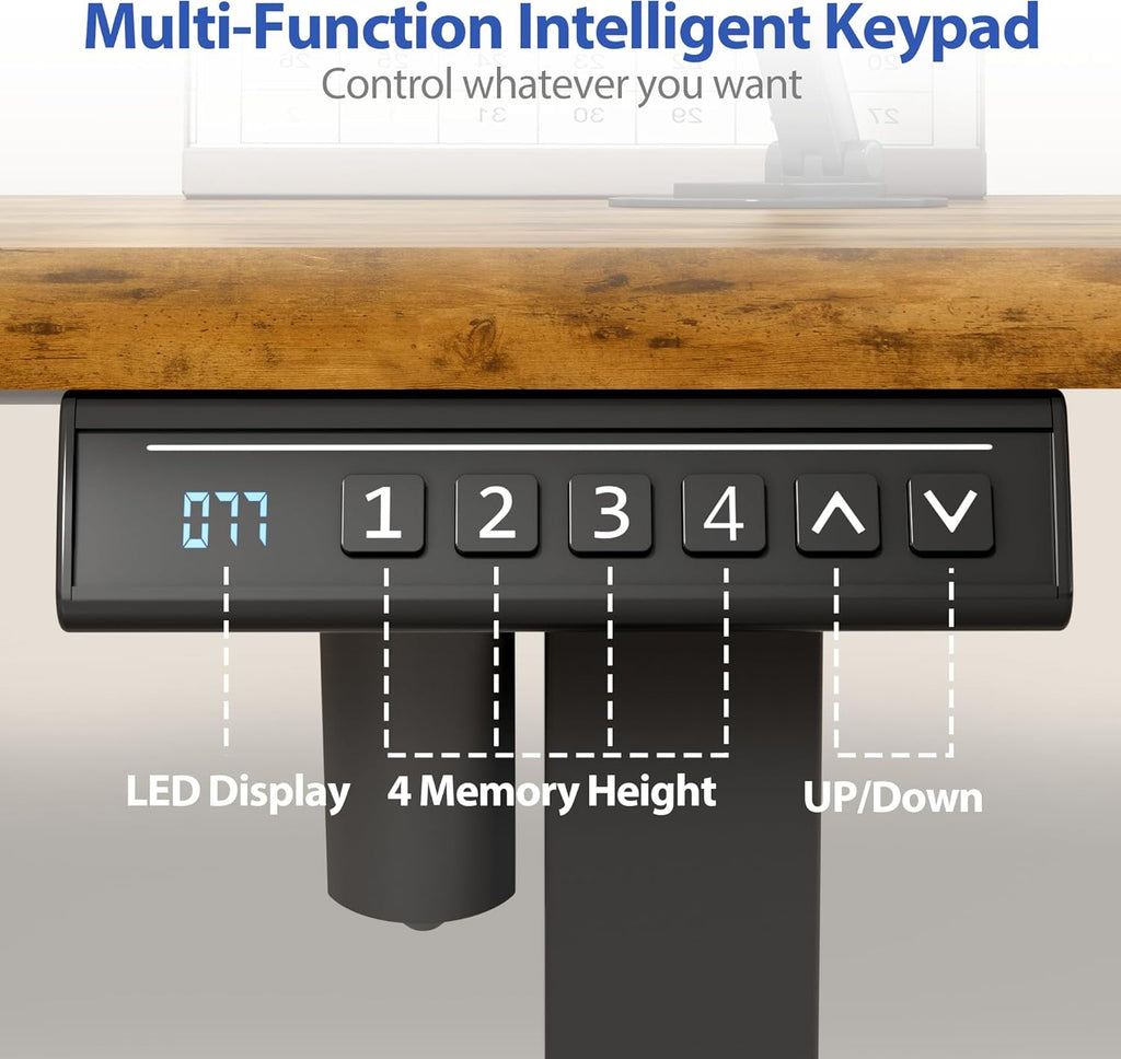 YESHOMY Height Adjustable Electric Standing Desk, 39 x 24 Inches Memory Home Office Sit Stand up Desk with Phone Holder and USB Charging Port, Rustic Brown