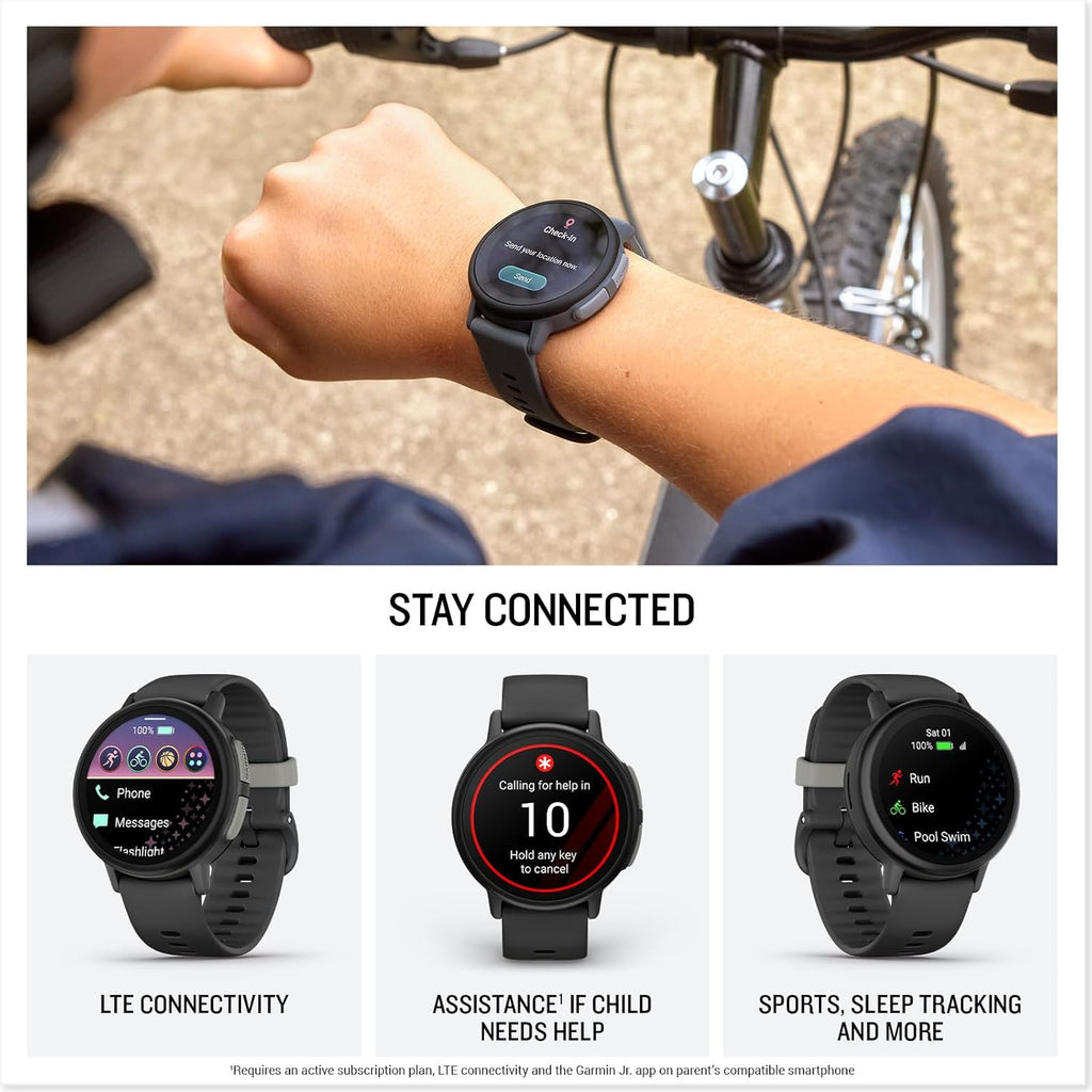 Garmin Bounce™ 2, Kids Smartwatch with Calling, Messaging and Location Tracking Features, Slate Gray