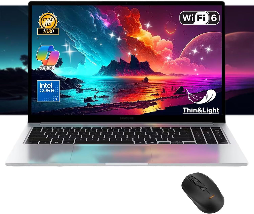 Samsung Galaxy Book4 Business Laptop, 15.6' FHD LED Display, Copilot AI PC, Intel Core 7 150U, Long-Lasting Battery, Backlit Keyboard, w/Mouse (16GB RAM | 4TB SSD)