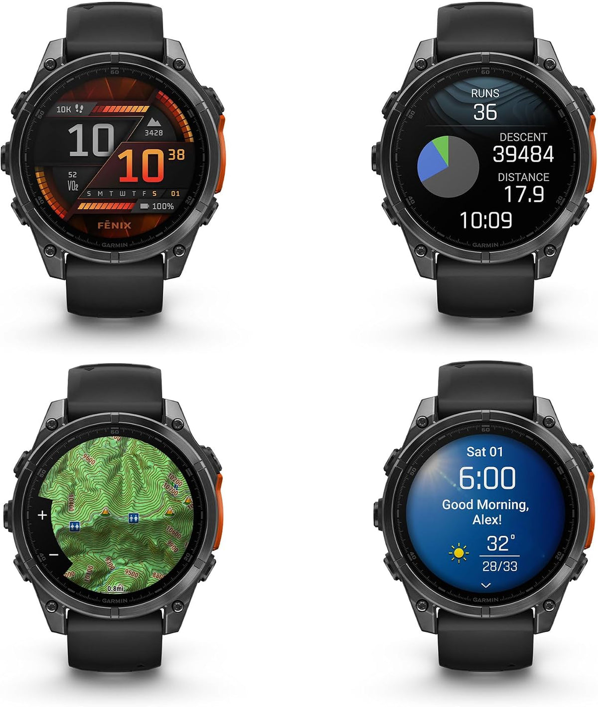 Garmin Fenix 8 47MM AMOLED Premium Multisport GPS Smartwatch Slate Gray with Black Silicone Band, Built-in LED Flashlight, Fitness and Health Smart Watch Bundle for Men and Women