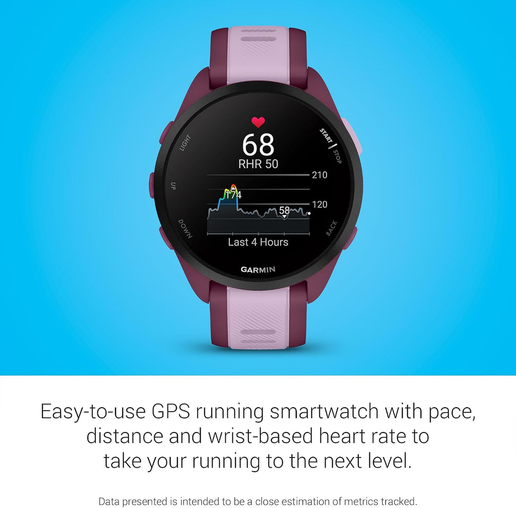 Garmin Forerunner 165 Music, Running Smartwatch, Colorful AMOLED Display, Training Metrics and Recovery Insights, Music on Your Wrist, Berry (Renewed)