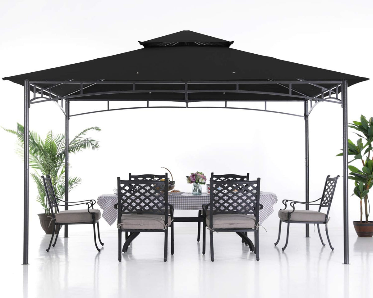 ABCCANOPY Gazebos for Patios - Outdoor Steel Frame Gazebo for Lawn Backyard Garden Deck 10x12 (Black)