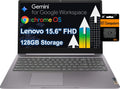 Lenovo Chromebook 15 (15.6' FHD Display, 4GB RAM, 128GB Storage (64GB eMMC + 64GB SD Card), Intel Celeron N4500), Home & Student Laptop, Anti-glare, Webcam, Wi-Fi 6, 10-Hr Long Battery Life, Chrome OS