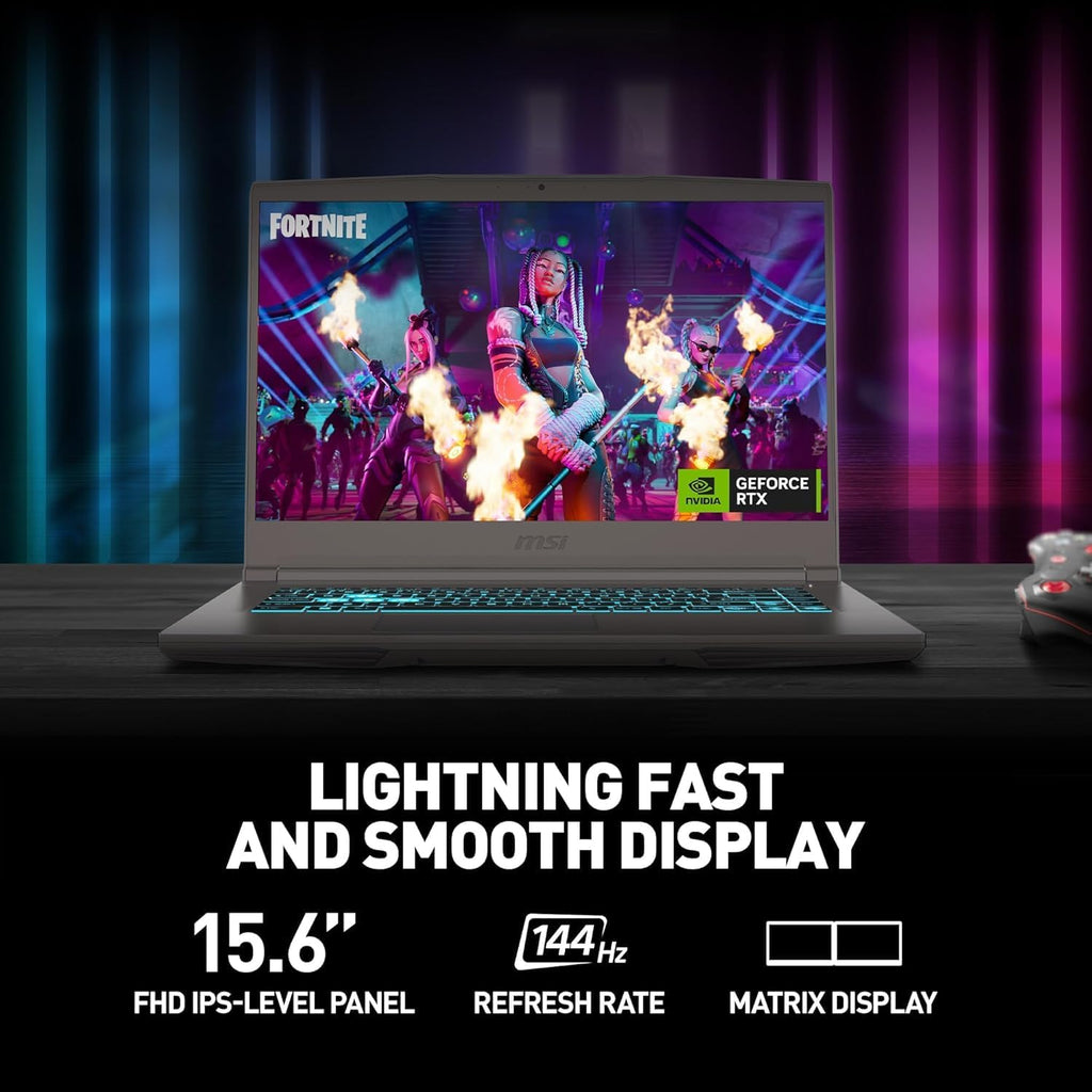 MSI Thin 15.6 inch 144Hz FHD Thin Bezel IPS Gaming Laptop, AMD Ryzen 5 7535HS, NVIDIA GeForce RTX 4060 -Window 11, w/HDMI Cable (2025) (32GB RAM | 2TB PCIe SSD)