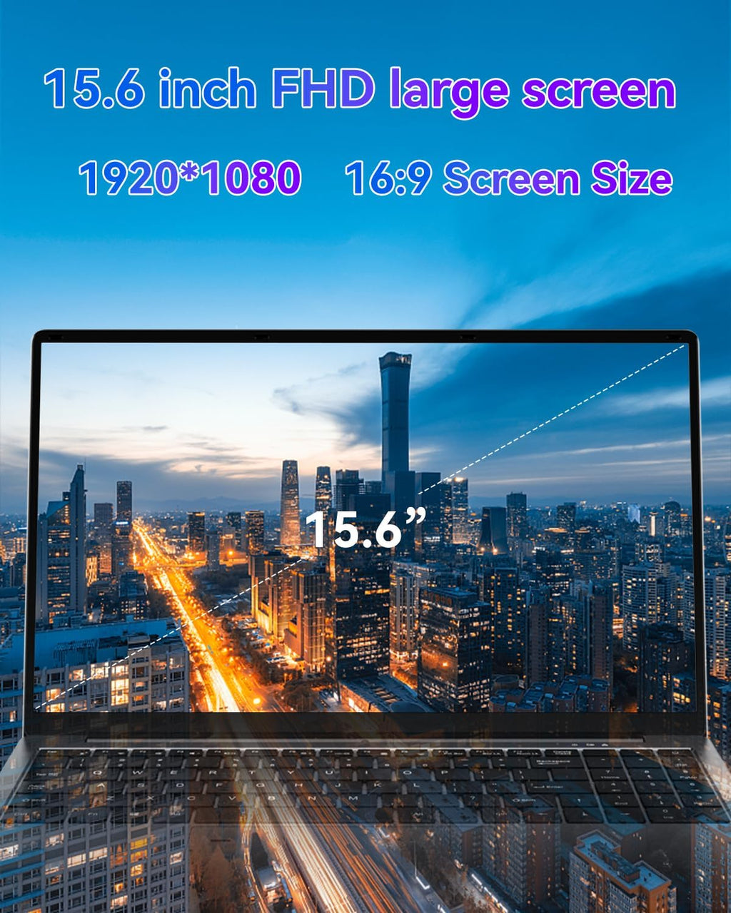 15.6 inch Laptop,16GB RAM LPDDR4 512GB SDD Portable Laptop Computer Cerelon N5095 Processor FHD 1920 * 1080 Laptop PC with Touch ID, WiFi5, BT4.2, USB 3.0