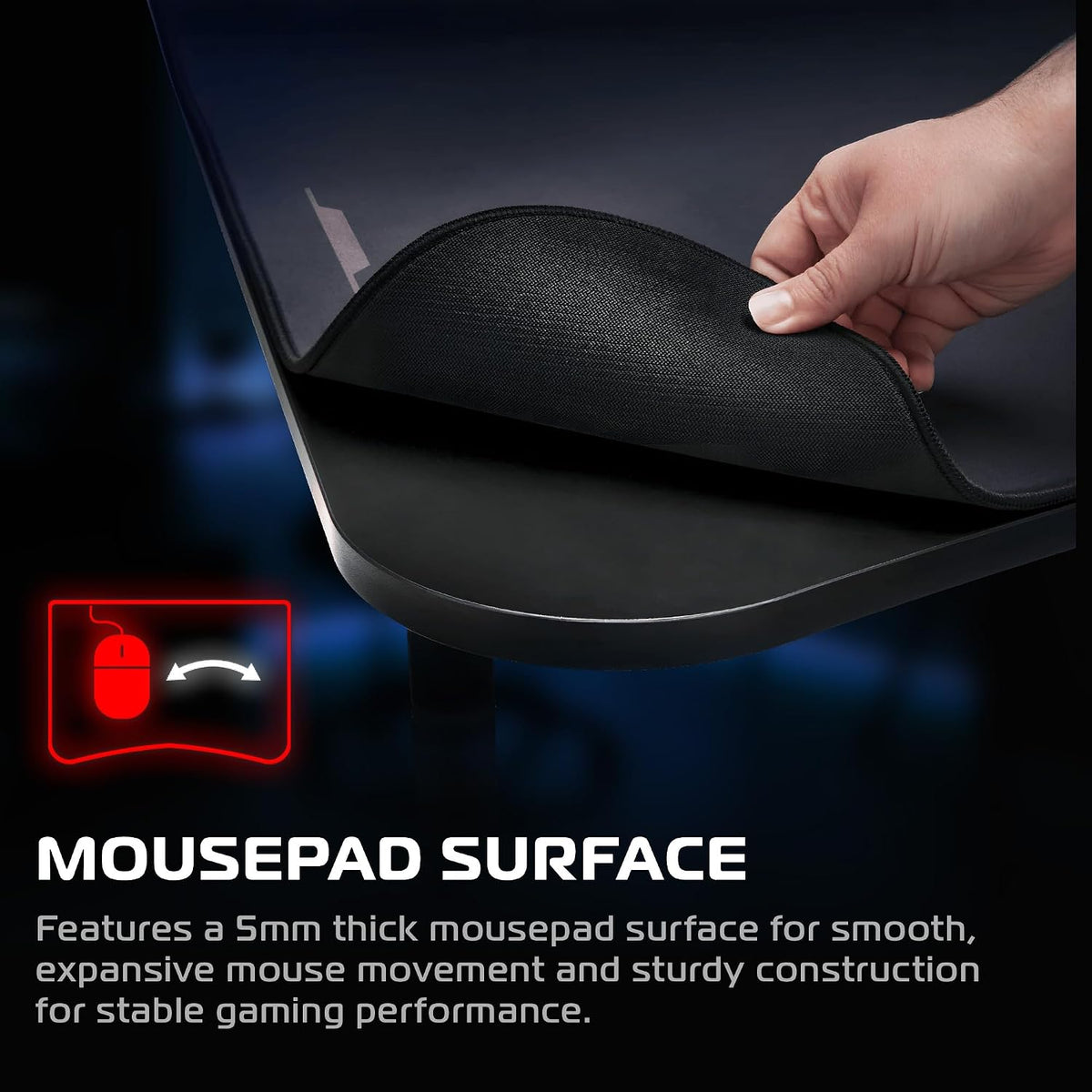 Respawn 1048 Gaming Desk with Cable Management - 48 Inch Ergonomic Full Computer Desk Mouse Pad, Sturdy Home Office Workstations, Laptop PC Console Gamer Table, Wooden Study Table for Bedroom - Black
