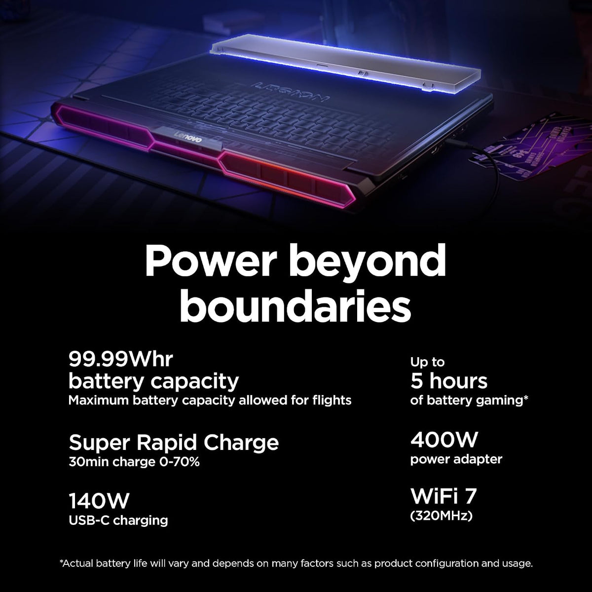 Lenovo Legion Pro 7i – AI-Powered Gaming Laptop – Intel® Core Ultra 7 255HX – 16' WQXGA PureSight OLED Display – 240Hz – NVIDIA® GeForce RTX™ 5070 Ti – 32GB Memory – 1TB Storage – PC GamePass
