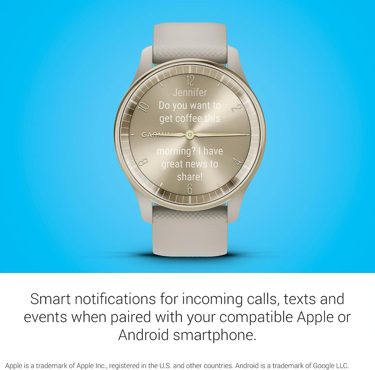 Garmin vívomove Trend, Stylish Hybrid Smartwatch, Long-Lasting Battery Life, Dynamic Watch Hands and Touchscreen Display, French Gray