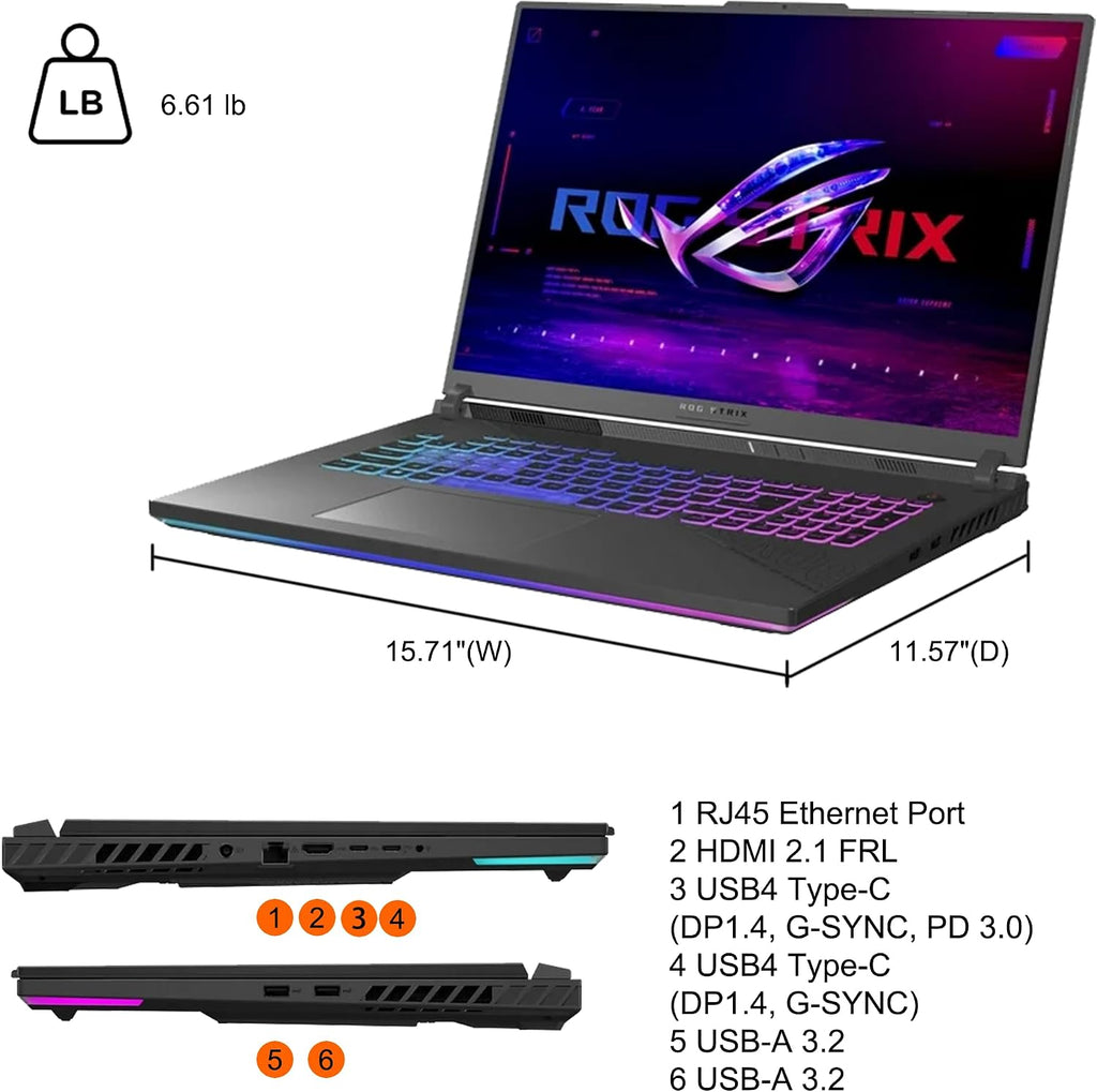 ASUS ROG Strix G18 G814 Gaming Laptop 18' 2.5k (2560x1600) 240Hz (100% DCI-P3) AMD 16-core Ryzen 9 9955HX (>i9-14900HX) 32GB DDR5 2TB SSD GeForce RTX 5070 RGB Backlit FHD Camera Win11 ICP Hub