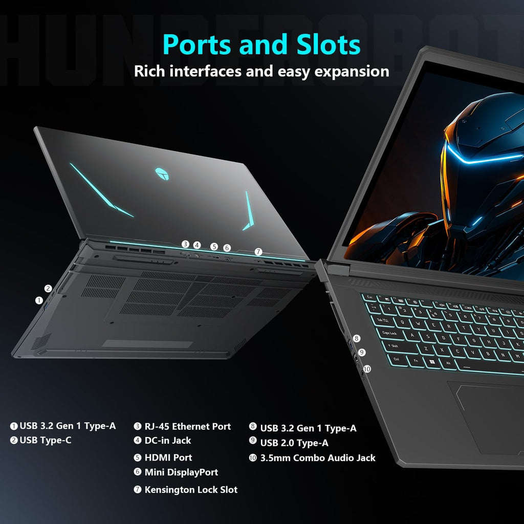 Thunderobot Storm 17 5060 Gaming Laptop, 17.3' QHD 165Hz 2K Display, Core i7-13620H, GeForce RTX 5060, 64GB DDR5 RAM, 2TB SSD, RGB Backlit Keyboard, Wi-Fi 6, Win11 Home