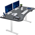 VIVO Electric 63 x 32 in Standing Desk, Memory Height Adjustment, 1B Series, Holds 220 lbs, Black Carbon Fiber Top White Frame, DESK-KIT-1W1R