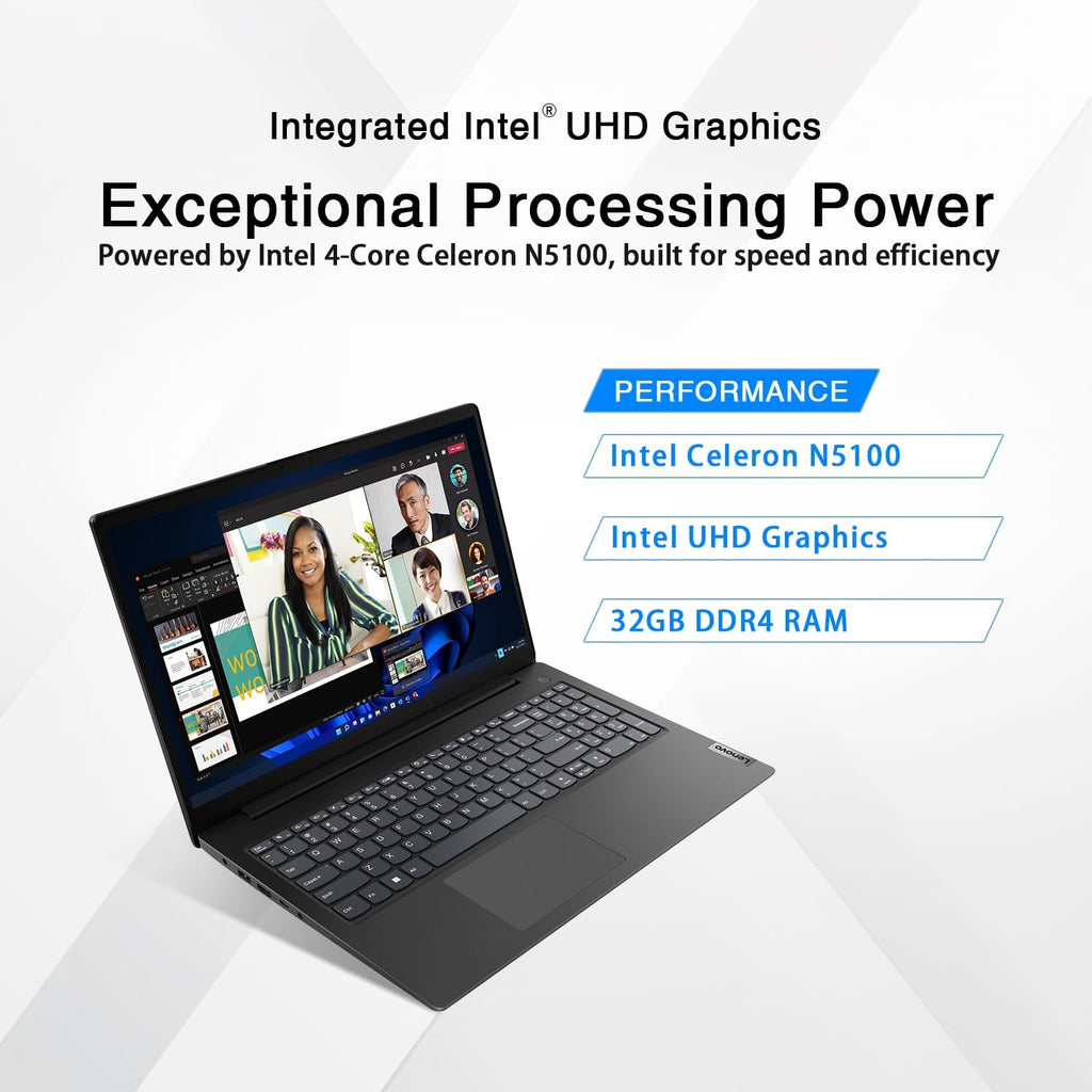 Lenovo V15 Business Laptop | Intel 4-core Processor | Intel UHD Graphics | 15.6' FHD (1920 x 1080) | 32GB RAM | 512GB SSD | Ethernet RJ-45 | Military Durability | Windows 11 Pro