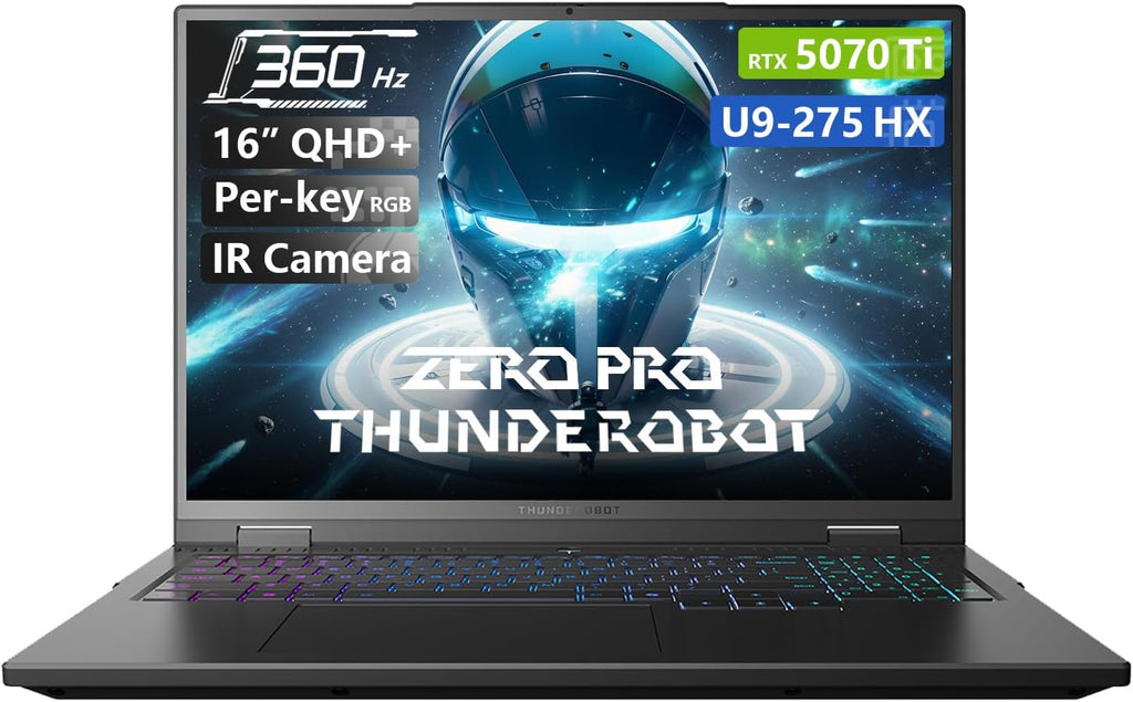 Thunderobot Zero 16 Pro Gaming Laptop, GeForce RTX 5070 Ti, Core Ultra 9 275HX, 16' QHD+ 360Hz Display, 32GB DDR5, 1TB SSD, Per-Key RGB, FHD IR Camera, Wi-Fi 6E, Win 11 Home