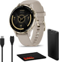 Garmin Venu 3S Advanced Fitness & Health Tracker Smart Watch Soft Gold Stainless Steel Bezel with 41 MM French Gray Case and Silicone Band 1.2 Inch AMOLED Touch Screen Display