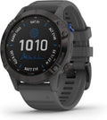 Garmin Fenix 6 Pro Solar (GPS,1.4 inches) Solar-Powered Multisport, Advanced Training Features and Data, Black with Slate Gray Band (Renewed)