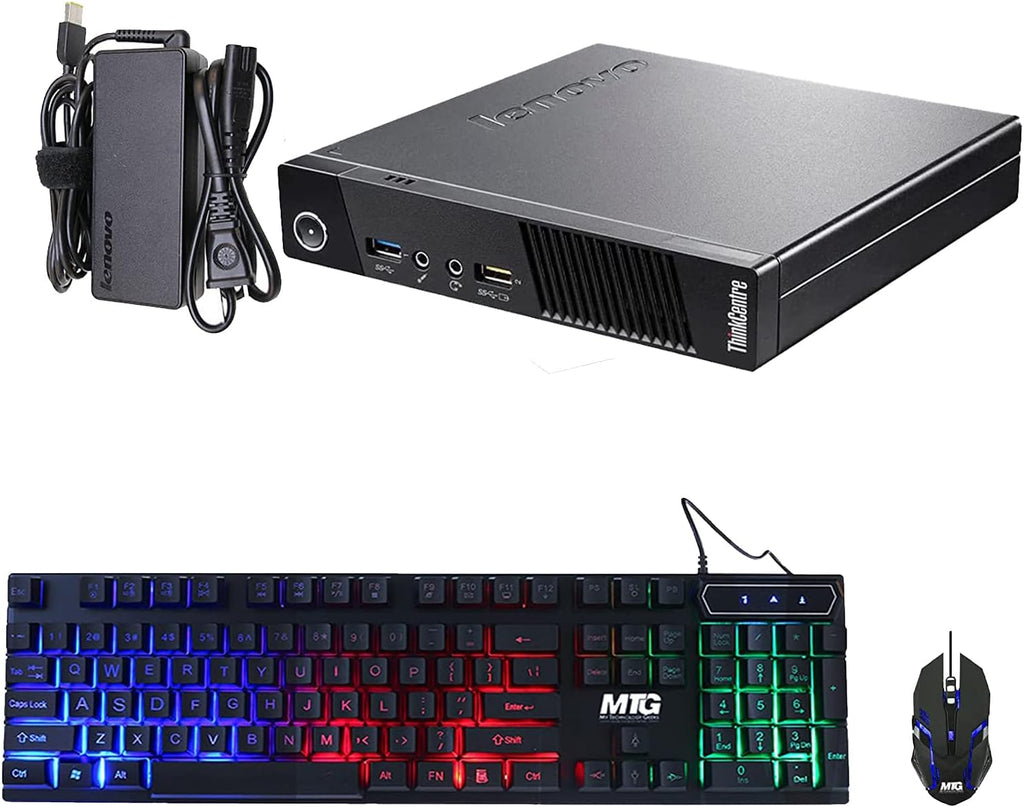 Lenovo ThinkCentre M73 Tiny Business Computer Desktop PC, Intel Core i3 4th Gen 2.9GHz, 8GB DDR3, 120GB SSD, MTG New 22 inch LED Monitor, RGB KBM & Speakers, WiFi, Windows 11 (Renewed)