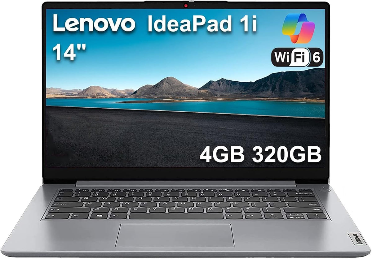 Lenovo Ideapad 1i 14' Laptop (4GB RAM, 320GB Storage (256GB SSD + 64GB eMMC), Intel Dual-Core) for Business, Student, Home, Webcam, Anti-Glare, Wi-Fi 6, Type-C, Win 11 Home in S Mode