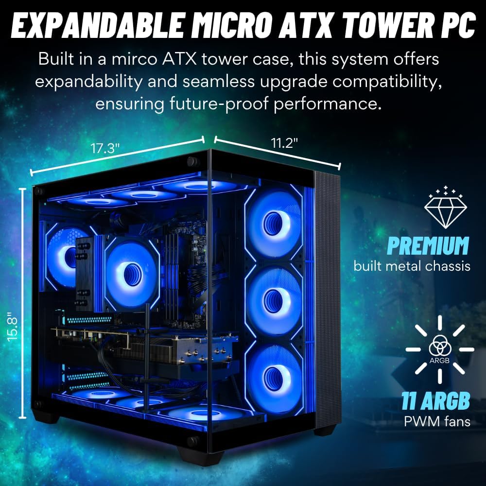 Panorama XL RTX 5080, AMD Ryzen 7 9800X3D, 64GB DDR5 RAM, 2TB NVMe Gen4 SSD, Prebuilt Gaming Desktop PC w/Windows 11 Pro, 3 Year Warranty, RGB Keyboard+Mouse, RJ45, Internal WiFi 7 + BT, 3X DP, HDMI
