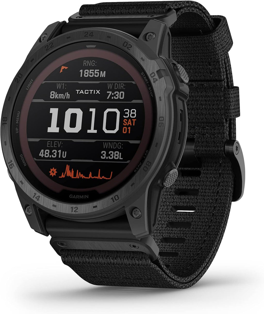 Garmin tactix 7, Pro Ballistics Edition, Ruggedly Built Tactical GPS Watch with Solar Charging Capabilities, Applied Ballistics and Nylon Band