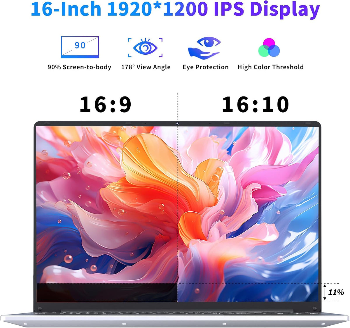 NIAKUN Laptop Computer, Gaming Laptops 2026, 16' Lap Top PC Windows 11 Pro, 16GB RAM 512GB SSD, Intel N100 Processor(4C/4T), Office 365, Backlit Keyboard, Fingerprint Unlock, 2-Year Warranty