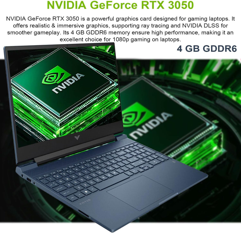 HP Victus 15.6 i5 Gaming Laptop, 15.6' FHD 1920*1080 144Hz, Intel Core i5-12450H, NVIDIA GeForce RTX 3050, 16GB RAM, 1TB SSD, Backlit KB, Touchpad, SD Card Reader, Webcam, HDMI, Wi-Fi 6, W11 H, Blue