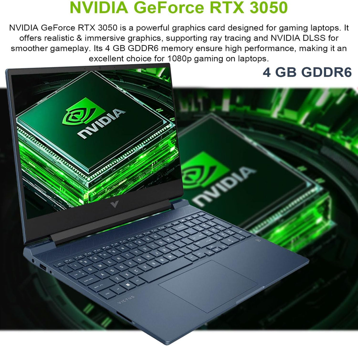 HP Victus 15.6 i5 Gaming Laptop, 15.6' FHD 1920*1080 144Hz, Intel Core i5-12450H, NVIDIA GeForce RTX 3050, 16GB RAM, 1TB SSD, Backlit KB, Touchpad, SD Card Reader, Webcam, HDMI, Wi-Fi 6, W11 H, Blue