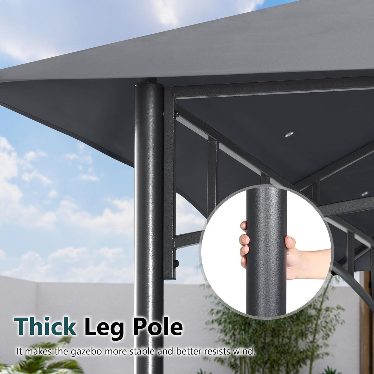 MASTERCANOPY Outdoor Garden Gazebo for Patios with Stable Steel Frame and Netting Walls (11x11,Dark Gray)